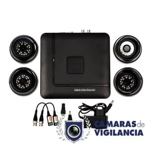 kit videovigilancia con 4 cámaras domo