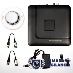 Kit videovigilancia grabador 4 entradas con cámara en detector de humos