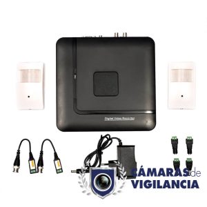Kit videovigilancia grabador 4 entradas con cámara en detector de robo